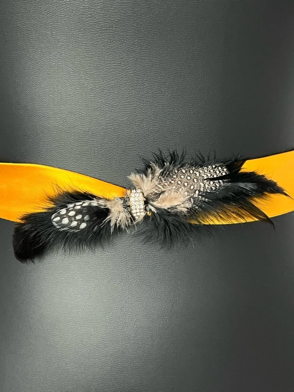 J. Crew Yellow Satin Feather Accent Ribbon Belt - Picture 2 of 3